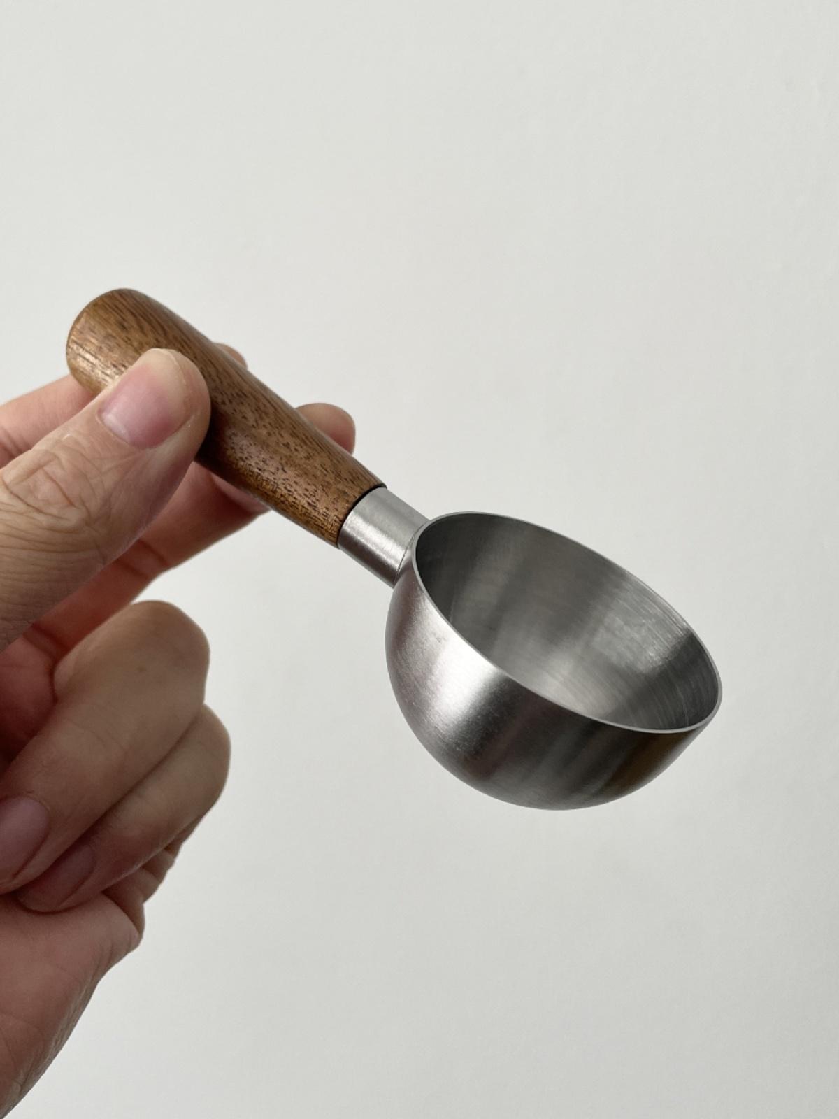 커피 계량 스푼 호두나무 손잡이 스테인리스 원두 가루 35ml 밀가루 430 - 상세 이미지 4