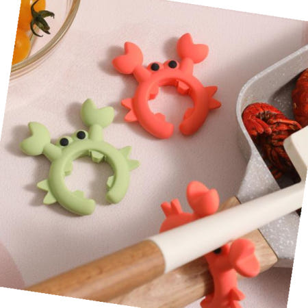 실리콘 후라이팬 국자 조리도구 받침대 그린 꽃게 1P