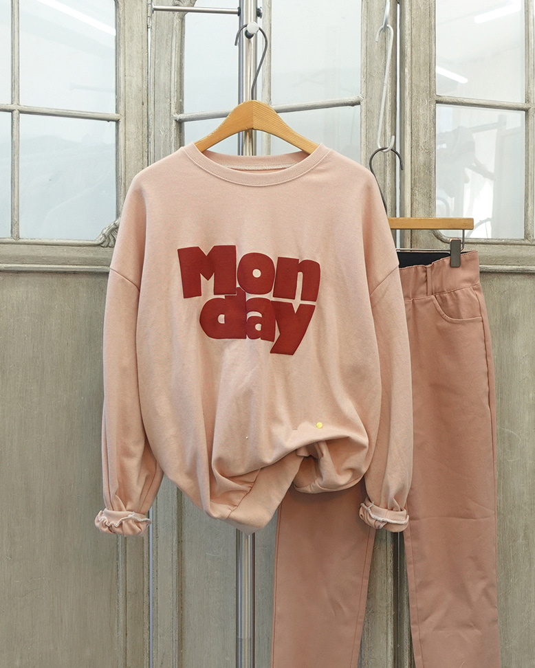 MON데이 프린팅 긴팔 봄 루즈핏 맨투맨 - 상품 이미지