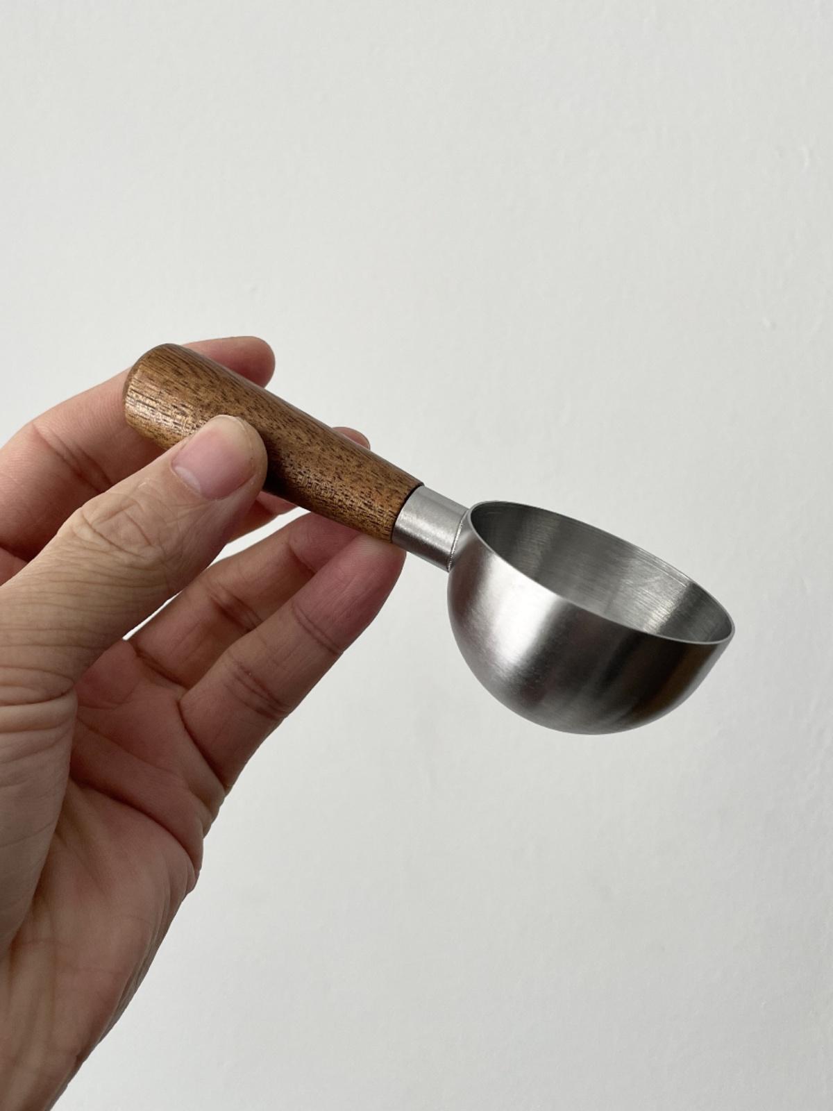 커피 계량 스푼 호두나무 손잡이 스테인리스 원두 가루 35ml 밀가루 430 - 상세 이미지 5