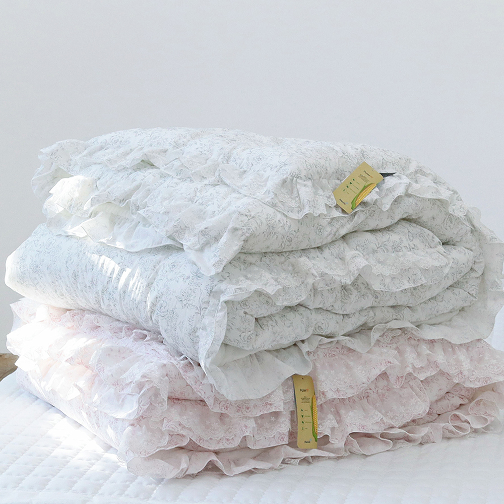 로지 플라워 워싱 고밀도 순면 모달 100 옥수수솜 프릴 레이스 사계절 차렵이불 SS