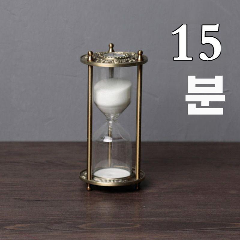 모래시계 북유럽 타이머 모래멍 탁상 시계 소품 엔틱 인테리어 15분 소형 골드 - 상세 이미지 4