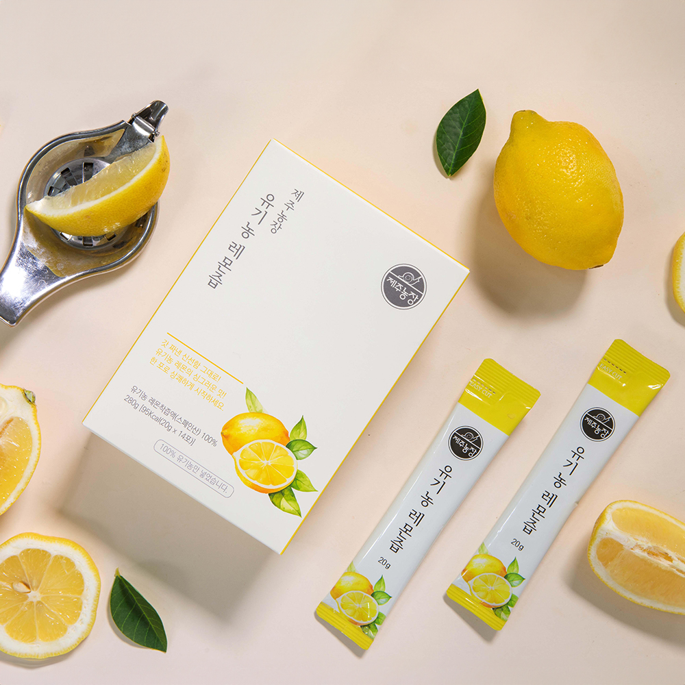 제주농장 유기농 레몬즙 스틱 1박스 20g 14포 NFC 레몬수 100% 껍질째 착즙 스페인 - 상세 이미지 3
