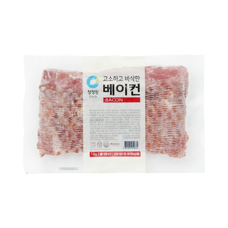 청정원 고소하고 바삭한 베이컨 냉동 1kg 돼지 앞다리살 - 상품 이미지