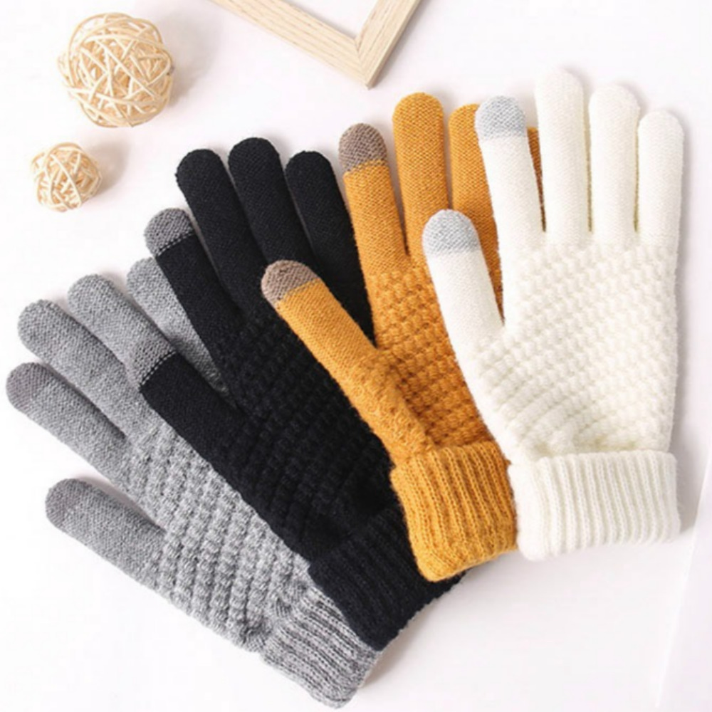 니트장갑 여자겨울니트장갑 방한 털 기모 스마트폰터치