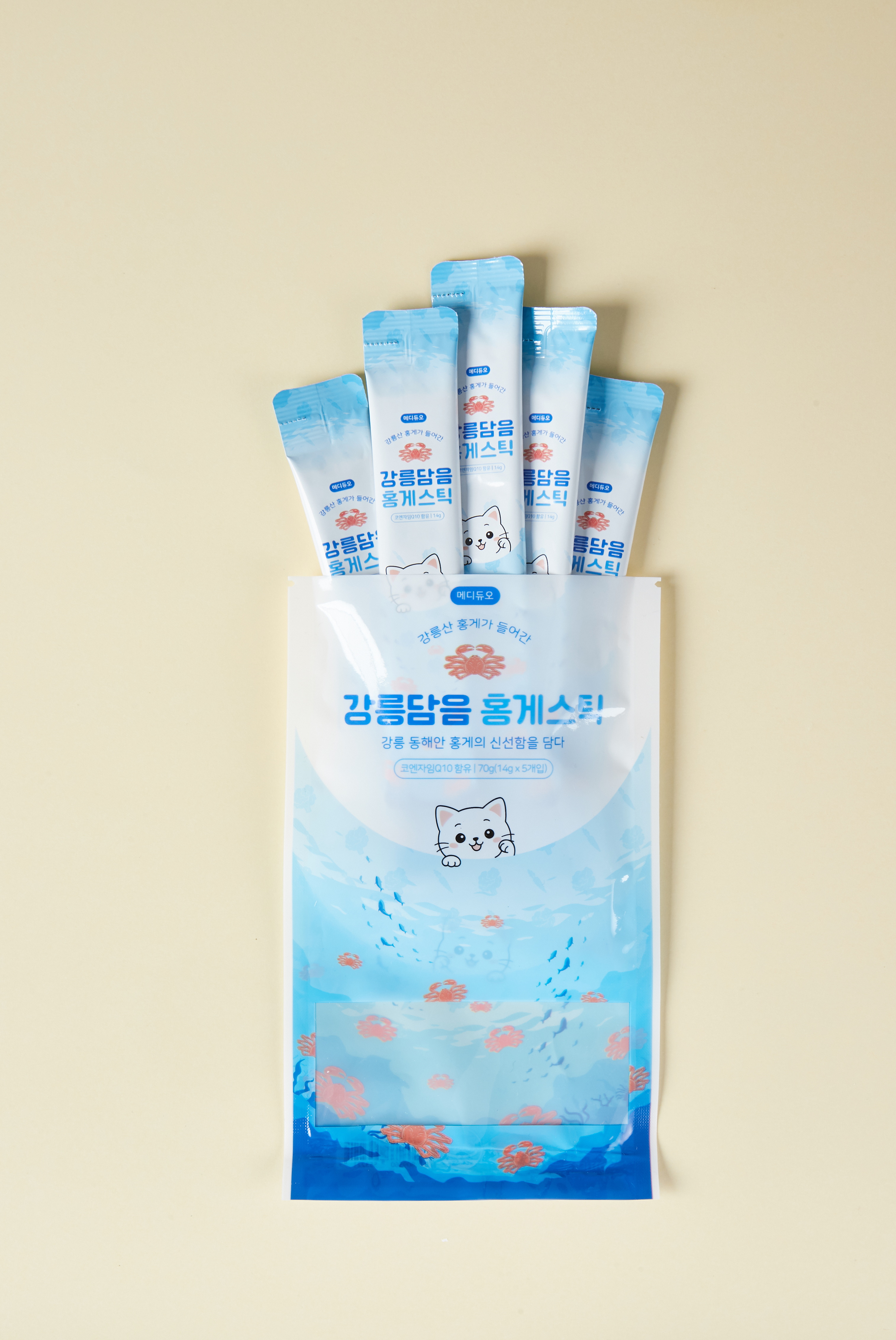 대용량 메디듀오 강릉담음 홍게스틱 짜먹는 고양이 간식 츄르 닭가슴살+연어 60p - 상세 이미지 3