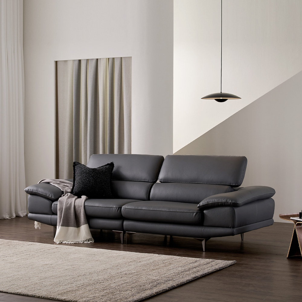 케이하우스홀드 카든 천연 면피 가죽소파 3인용 3.5인용 헤드레스트 국내제작 거실 쇼파