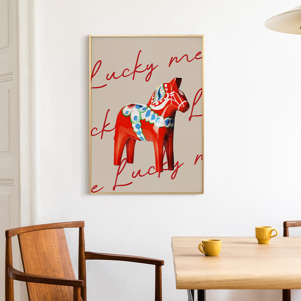 인테리어 말 그림 액자 붉은말 풍수 거실 포스터 A2 럭키 레드홀스