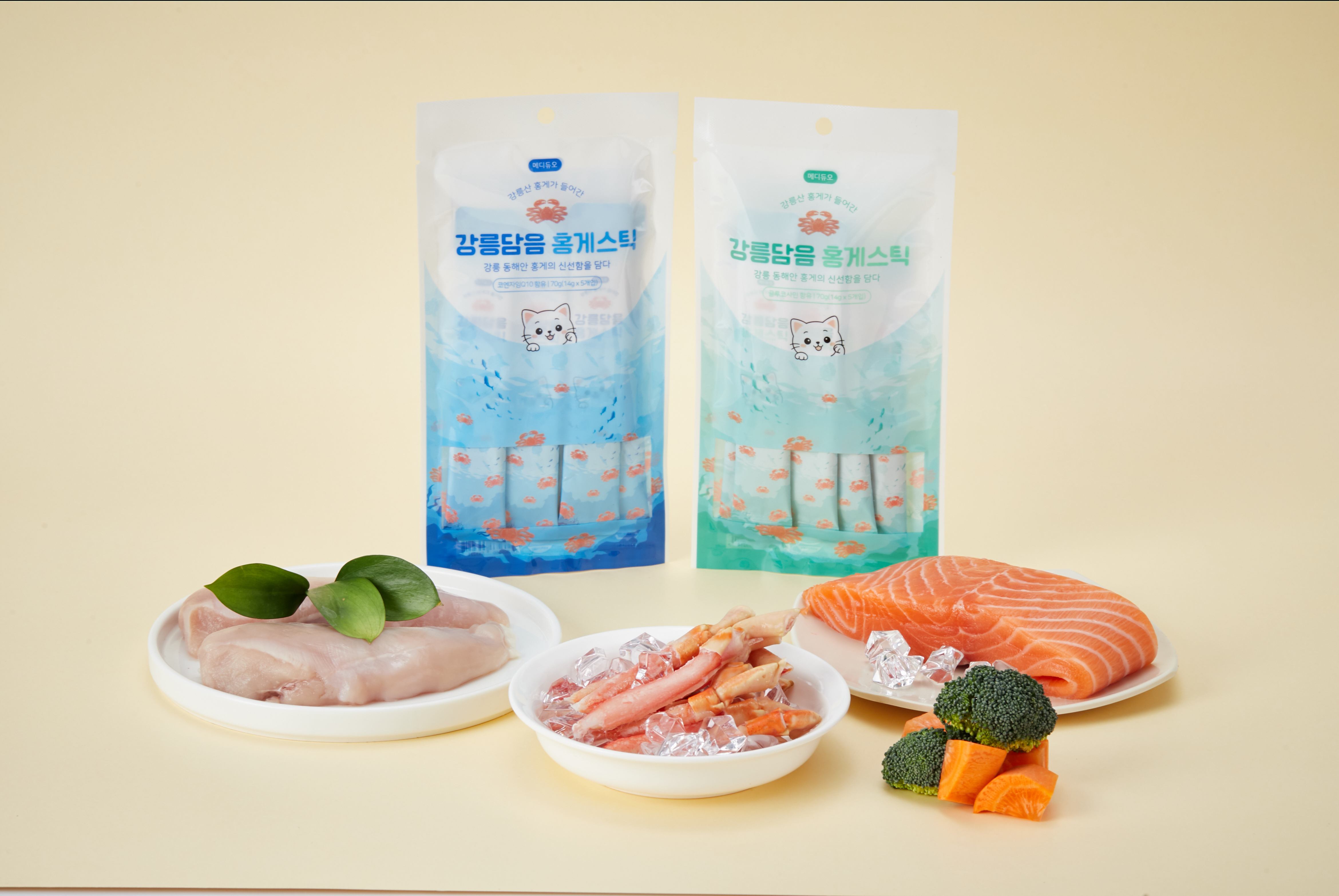 대용량 메디듀오 강릉담음 홍게스틱 짜먹는 고양이 간식 츄르 닭가슴살+연어 60p - 상세 이미지 2