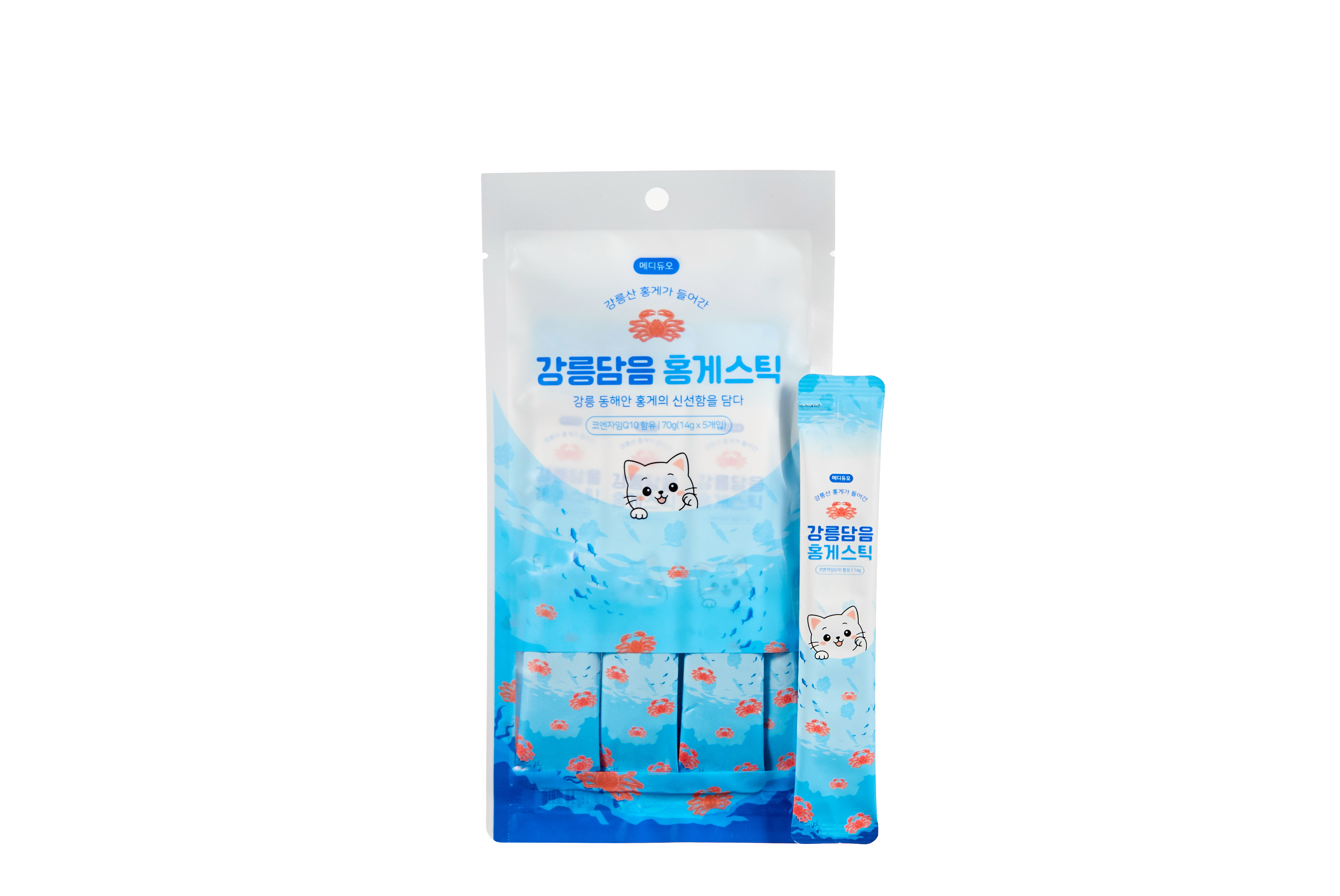 대용량 메디듀오 강릉담음 홍게스틱 짜먹는 고양이 간식 츄르 닭가슴살+연어 60p - 상세 이미지 5