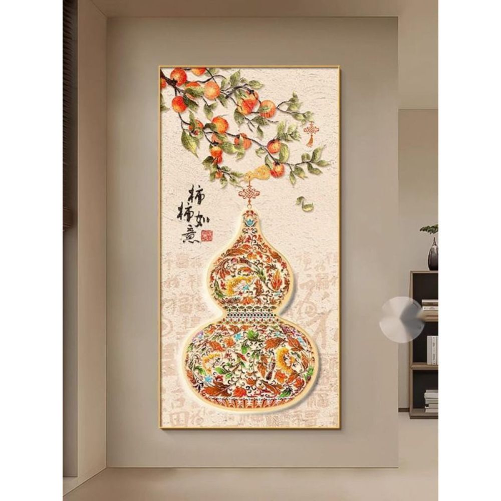 호리병 그림 액자 행운 기원 현관 입구 벽장식 선물 A 50x100cm 골드프레임 - 상세 이미지 3