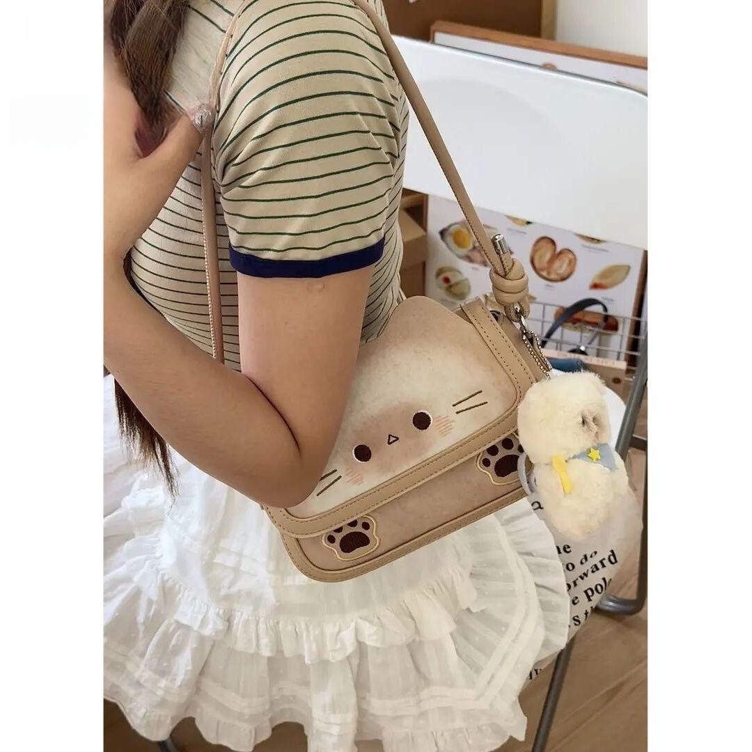 여성 미니 귀여운 데일리 숄더백 포켓 곰 펜던트 빵 - 상세 이미지 3