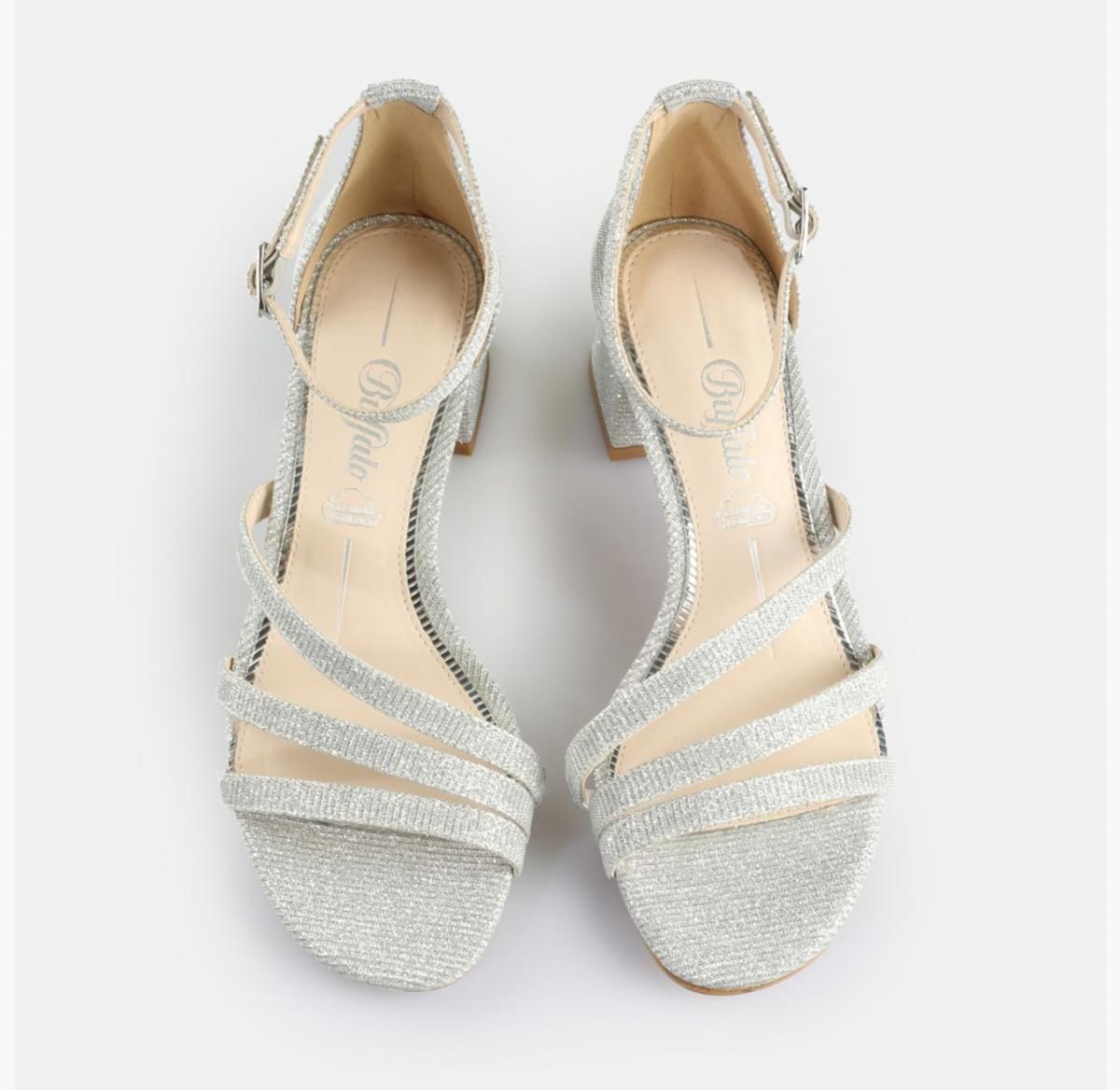 버팔로 글리터 실버 스트랩 샌들 5cm 블록힐 메모리폼 02377049 SILBER - 상세 이미지 3