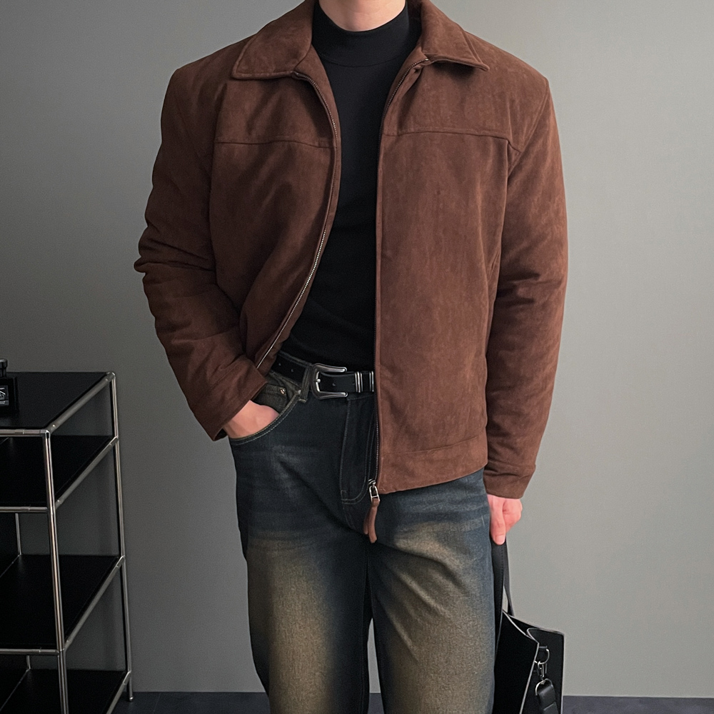 블루종 스웨이드블루종 스웨이드패딩 남성겨울점퍼 - 상품 이미지