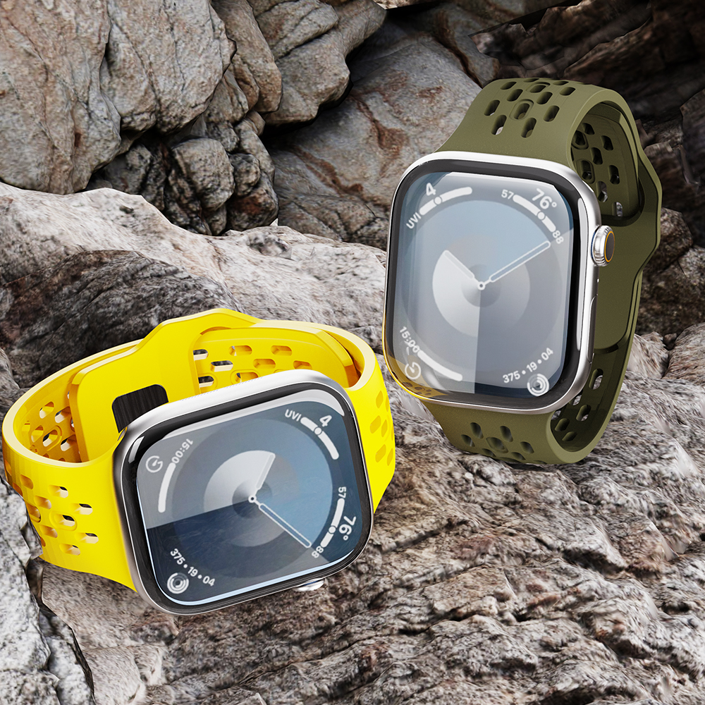 애플워치 SE3 SE 11 스트랩 실리콘 메쉬 밴드 42/44/45/46/49MM, 다크그레이 - 상세 이미지 2
