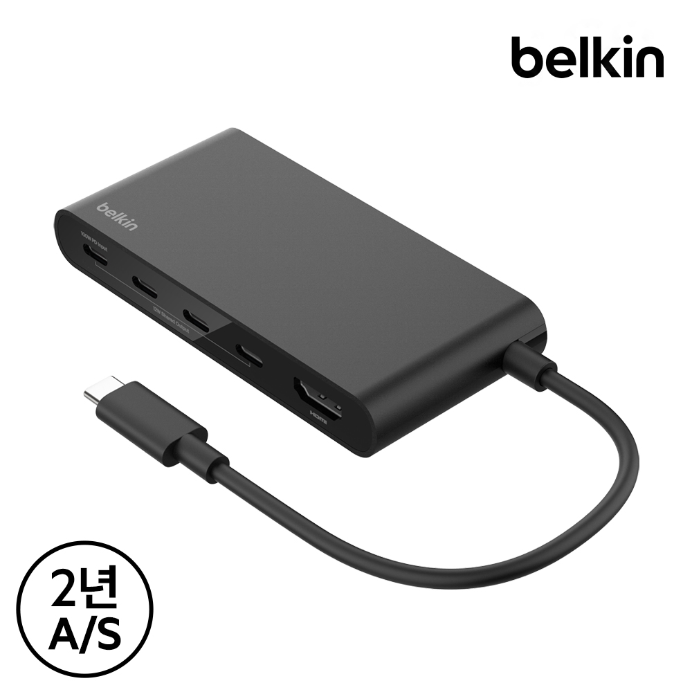 벨킨 5in1 USB C타입 멀티 포트 허브 HDMI AVC021fq 맥북 노트북 USB확장 - 메인 이미지