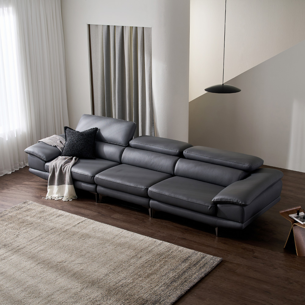 [99라인업] 케이하우스홀드 카든 면피 가죽소파 4인용 헤드레스트 모던 국내제작 쇼파