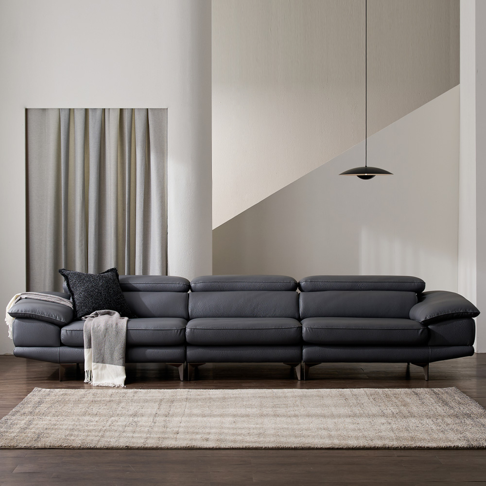 [99라인업] 케이하우스홀드 카든 면피 가죽소파 4인용 헤드레스트 모던 국내제작 쇼파