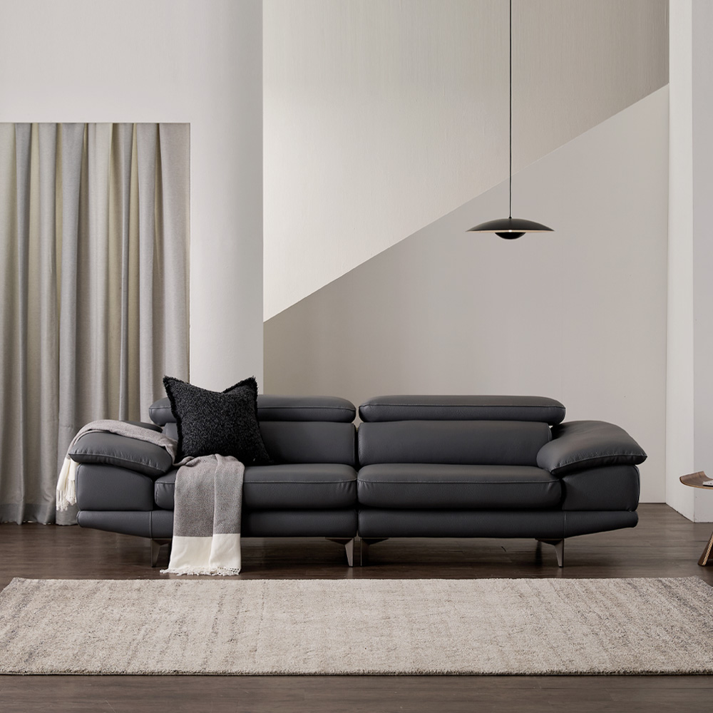 케이하우스홀드 카든 천연 면피 가죽소파 3인용 3.5인용 헤드레스트 국내제작 거실 쇼파