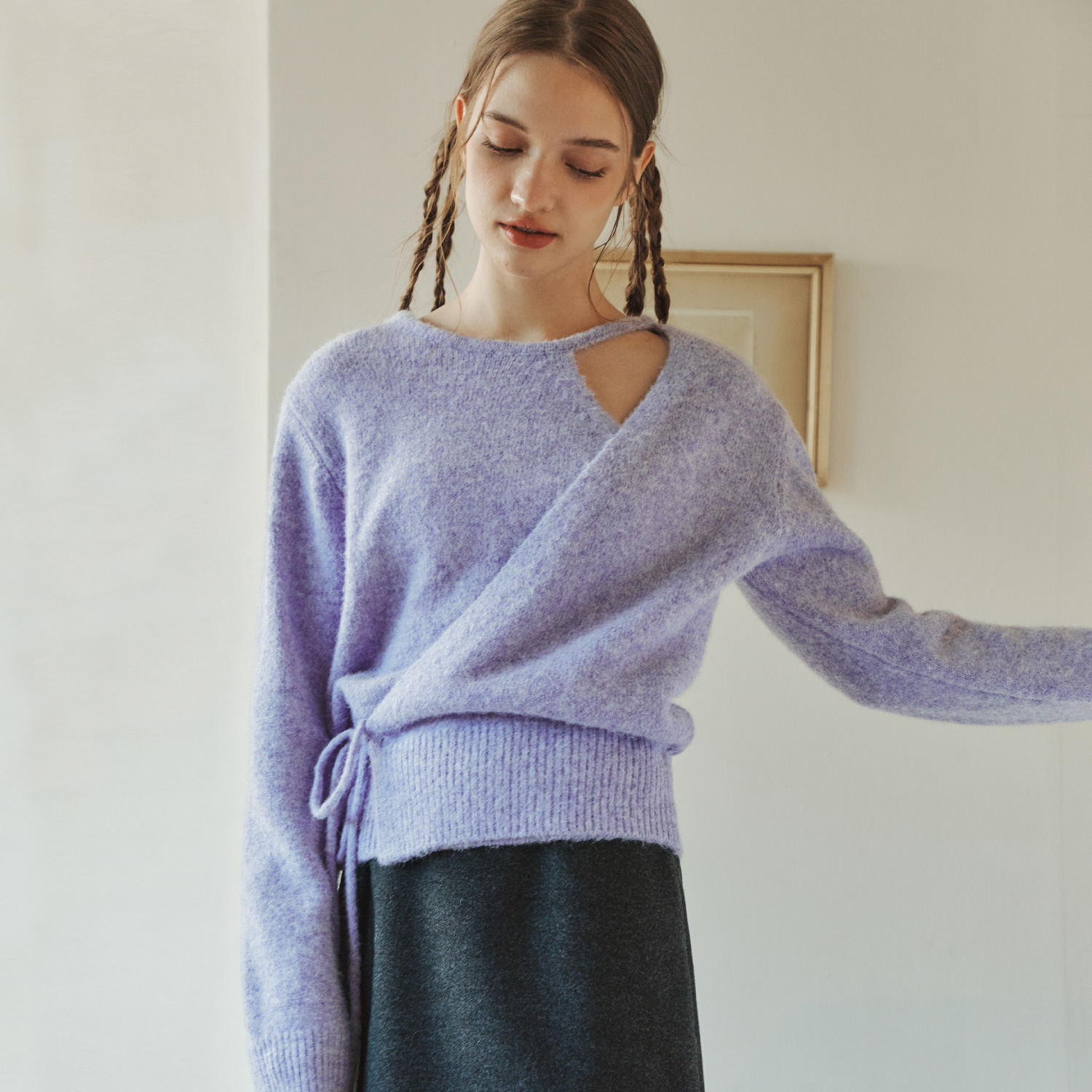 [제로스트릿][김유정 착용][7컬러] 울 블렌딩 랩 스웨터 WOOL BLENDING WRAP SWEATER 이미지 2