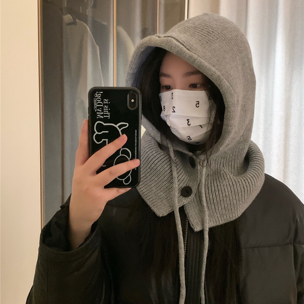 캐시미어 바라클라바 모자 겨울 방한 보온 따뜻한 부드러운 포근한 두건형 여성 데일리 패션 - 상품 이미지
