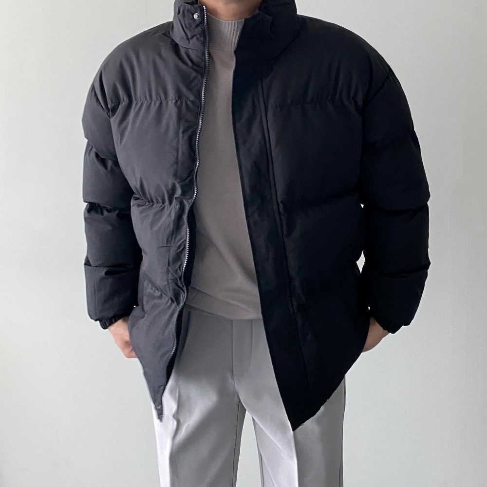 겨울 작업 잠바 40대남자패딩 미들 다운 오버핏 회사 아우터 발열 외투 - 상세 이미지 5
