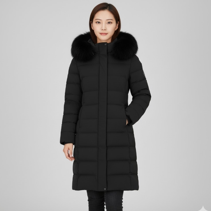 네파 여성 겨울 라쿤퍼 아웃도어 슬림핏 덕다운 롱패딩 점퍼