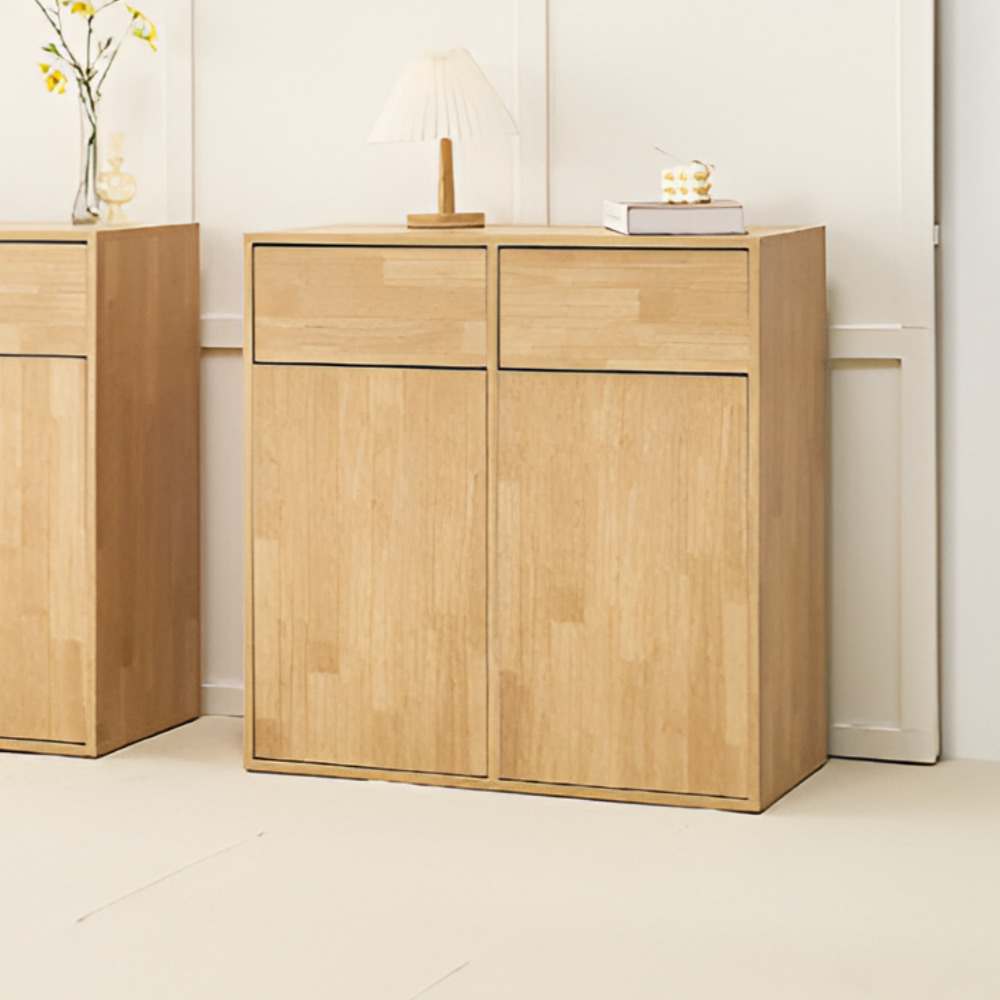 이븐 휴지통 분리수거장 탕비실 커피머신 받침대 773x400x800mm, 2단, 우드 - 상품 이미지
