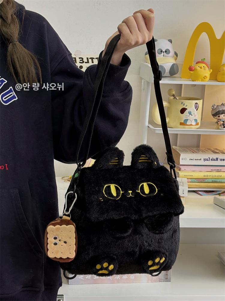 고양이 미니 백팩 블랙 여성용 귀여운 가방 데일리 블랙키튼 - 상세 이미지 3