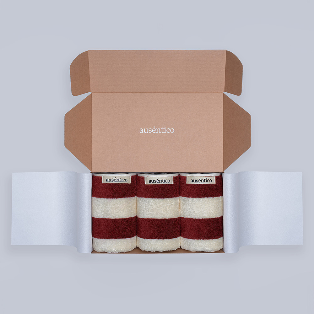 오센티코 페이스타올 선물세트 210g, 버건디, 3장 - 상품 이미지