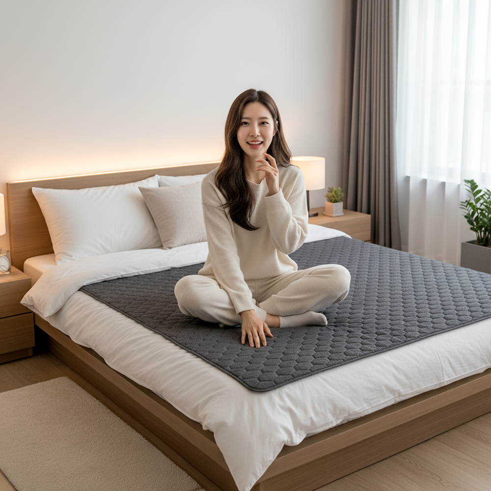 3H 한일온열기 탄소매트 전자파없는 전기매트 전기요 온열매트 전기장판 카본 침대 캠핑 워셔블 1인용 100x200 블랙