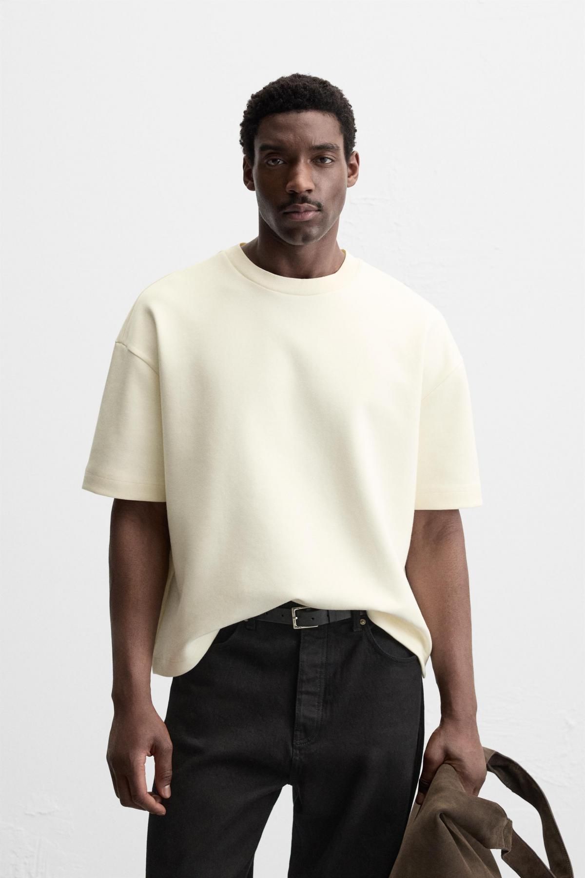 자라 엠보싱 프린트 티셔츠 3665/401 OYSTER-WHITE - 상세 이미지 3
