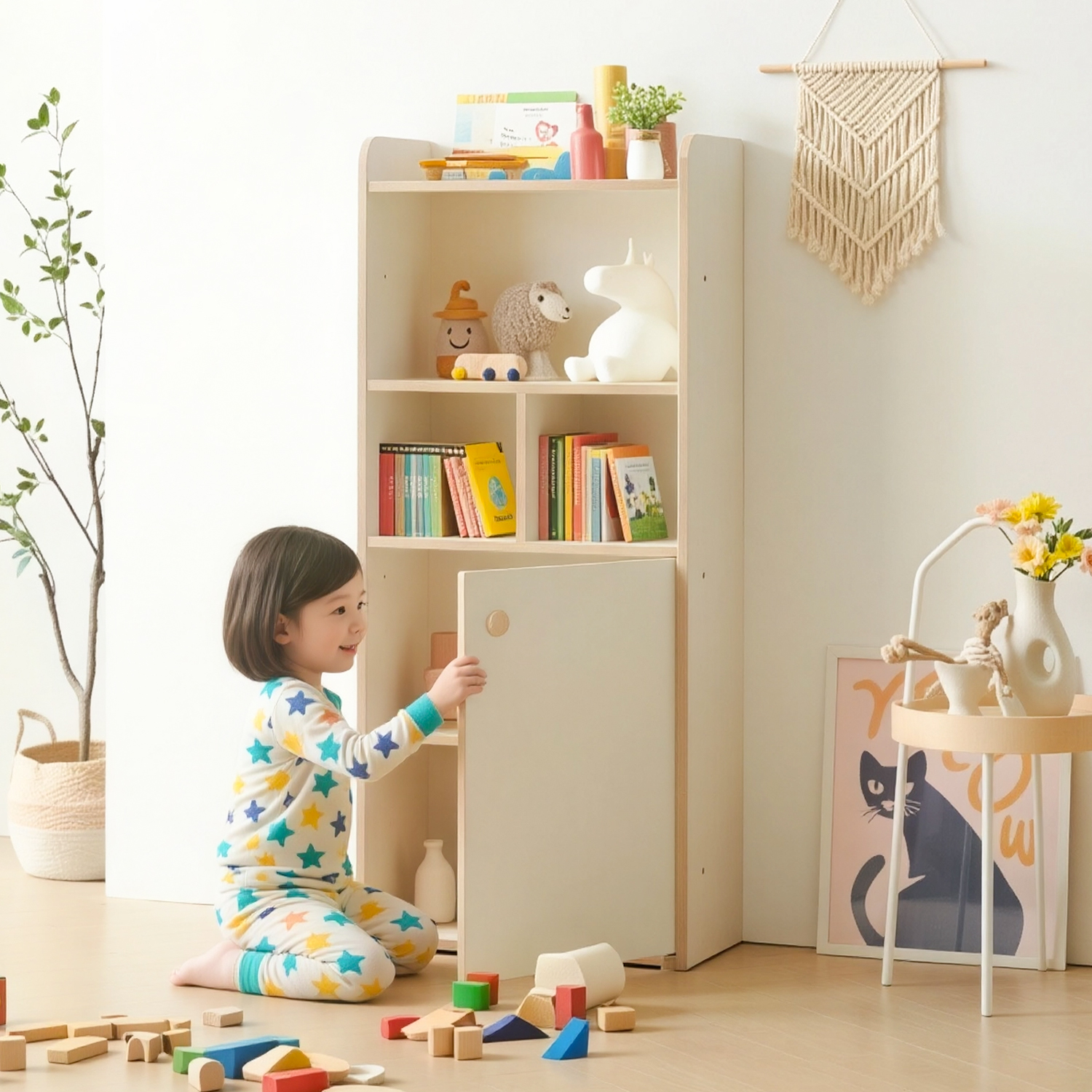초등학생 책장 유아 4단 600 1도어 아이방 가구 배치