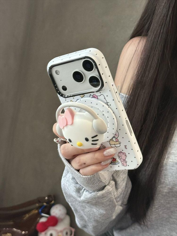 헬로키티 3D 맥세이프 아이폰17 16 Pro 귀여운 스탠드 헤드폰 케이스 스탠드만 iPhone 17 - 상품 이미지