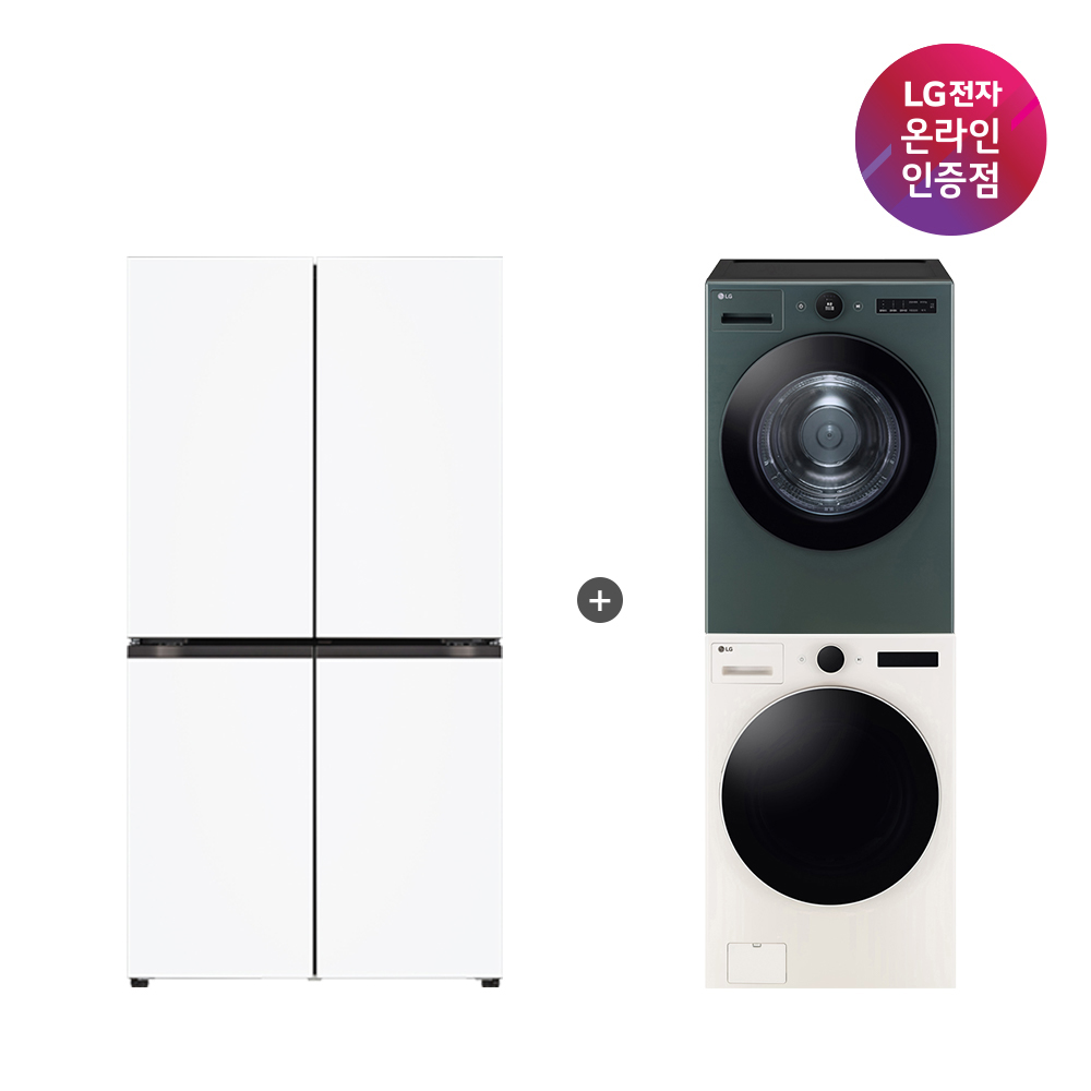 LG 디오스 오브제컬렉션 매직스페이스 냉장고 + LG 트롬 세탁기건조기 세트 (T876MQQ111 + FX24ENR-GNG) - 상품 이미지
