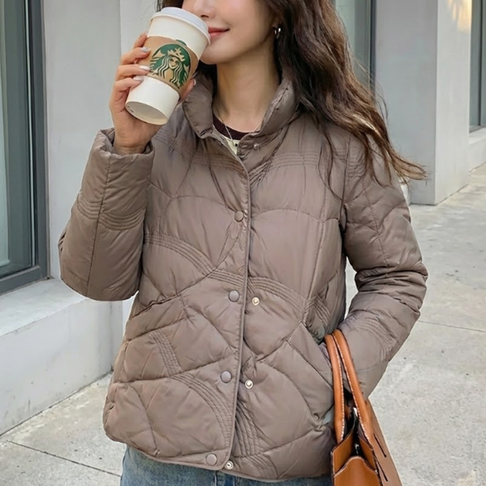퀼팅 경량패딩 누빔 오리털 가벼운 숏패딩 - 상품 이미지