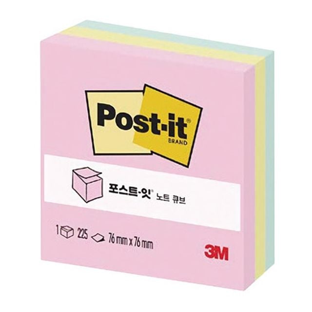 3M 포스트잇 노트 654 큐브 파스텔 3색 2개 - 상품 이미지
