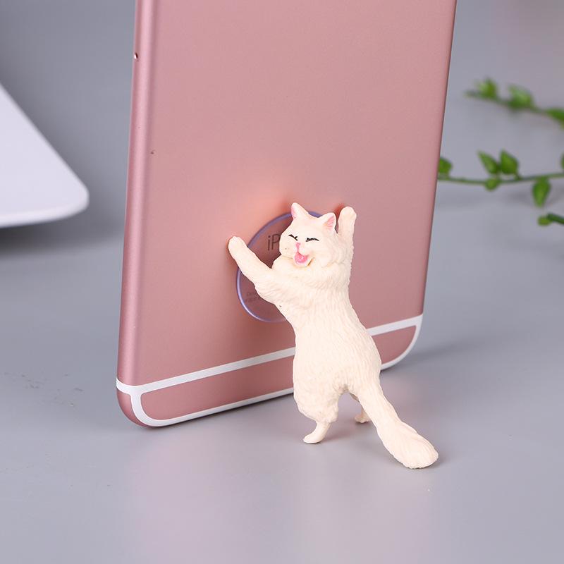 귀여운 고양이 캐릭터 휴대폰 태블릿 톡홀더 탁상용 자석 거치대 화이트 페이스 1개 - 메인 이미지