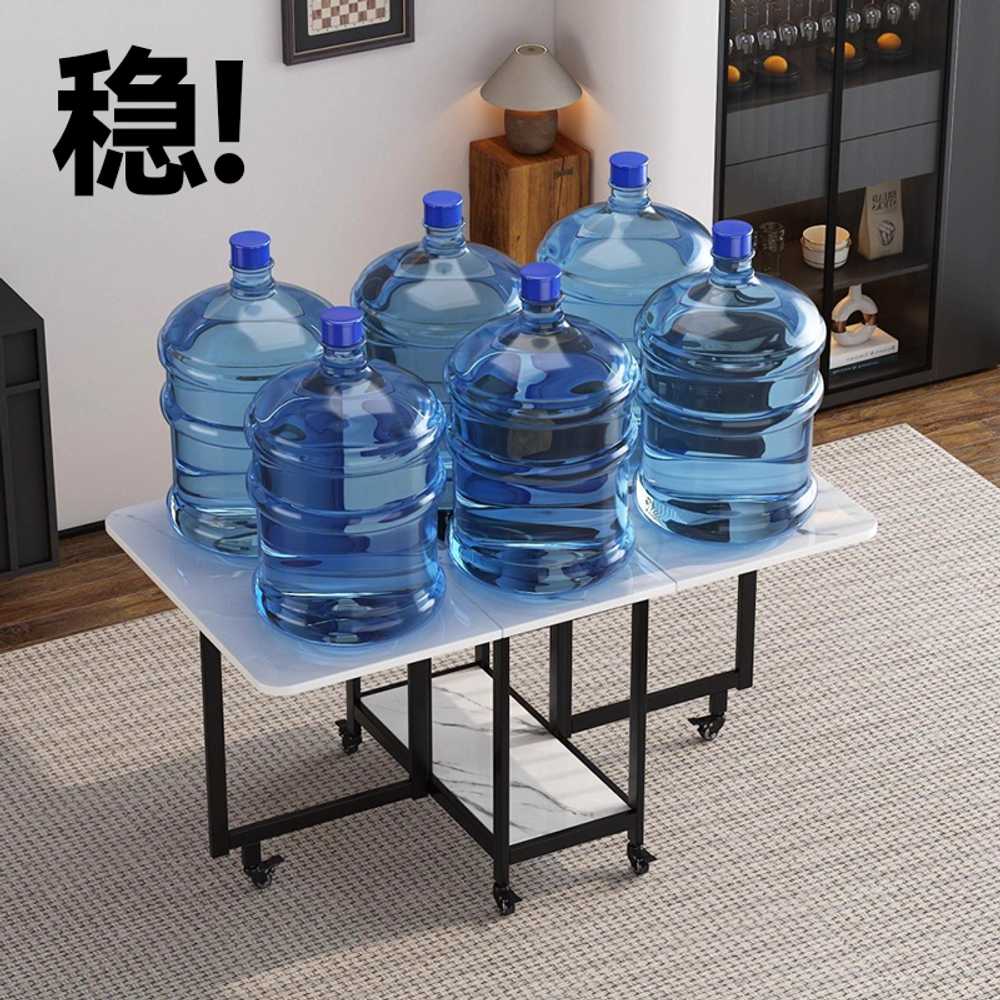 식탁 의자 세트 접이식 폴딩형 소형 공간 절약형 120cm 화이트 대리석+의자 4개 - 상세 이미지 3