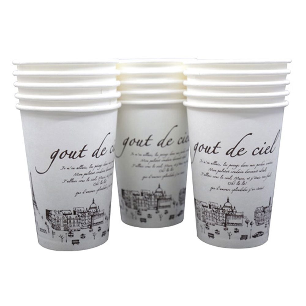 파리 화이트 테이크아웃 인쇄 종이컵 13oz 100개 X3개 - 상품 이미지