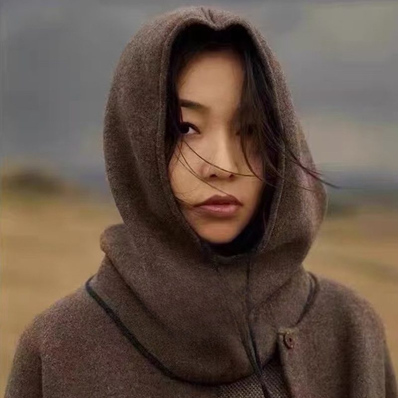 캐시미어 100프로 바라클라바 따뜻한 고급 니트 후드 넥워머 방한모자 목도리 겨울 공용 - 상품 이미지