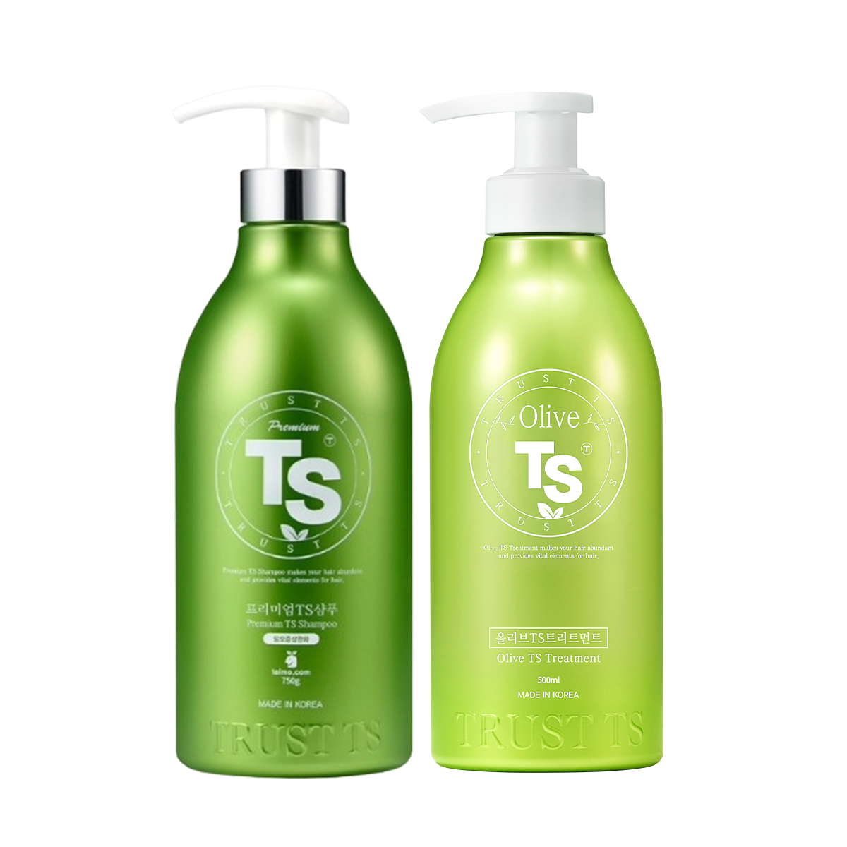 프리미엄 TS 샴푸 500g + 올리브 TS 트리트먼트 500g - 상품 이미지