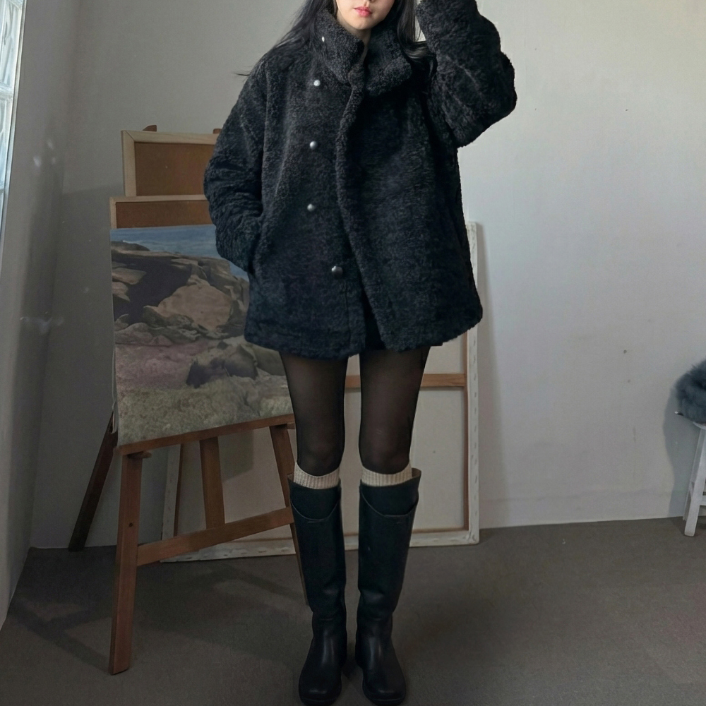 반코트 양털코트 - 상세 이미지 3