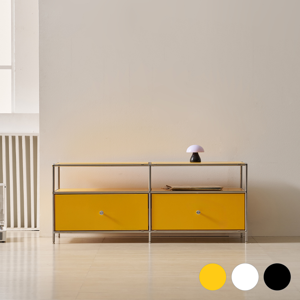 벨리에 미드센츄리거실장 모듈거실장 1200x400x485mm, 옐로우