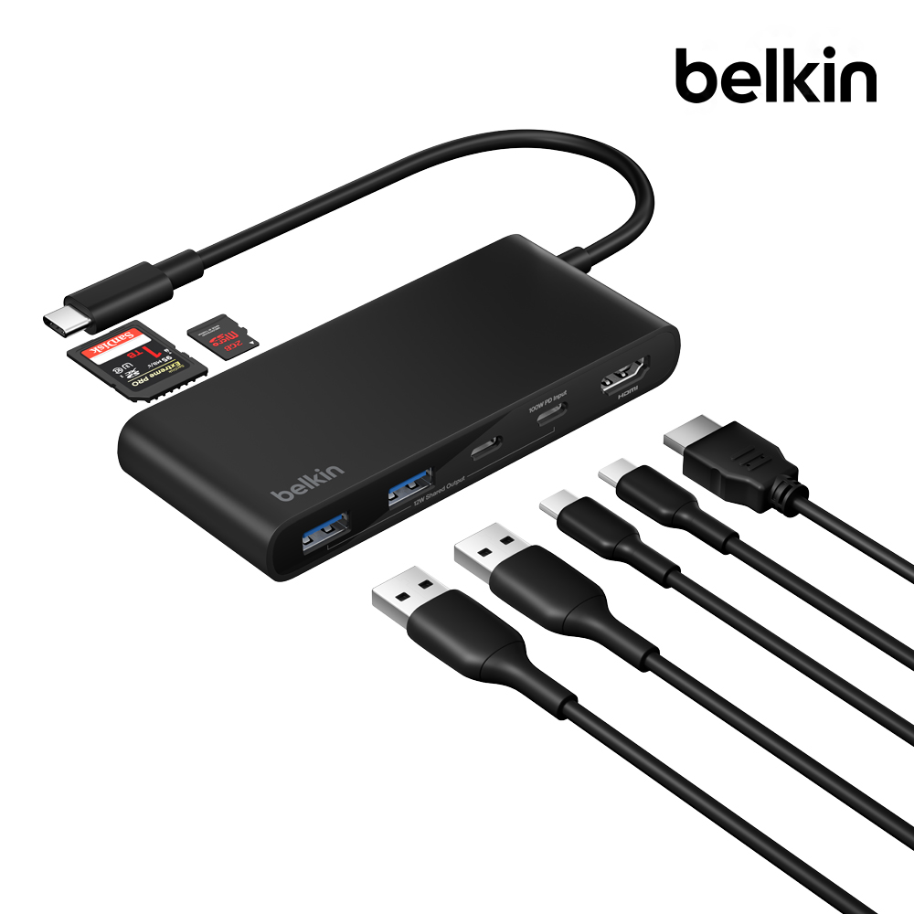 벨킨 7in1 USB C타입 멀티 허브 듀얼 디스플레이 HDMI AVC023fq 맥북 노트북 USB확장 제품 이미지