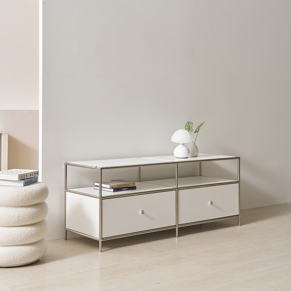 벨리에 미드센츄리거실장 모듈거실장 1200x400x485mm, 화이트