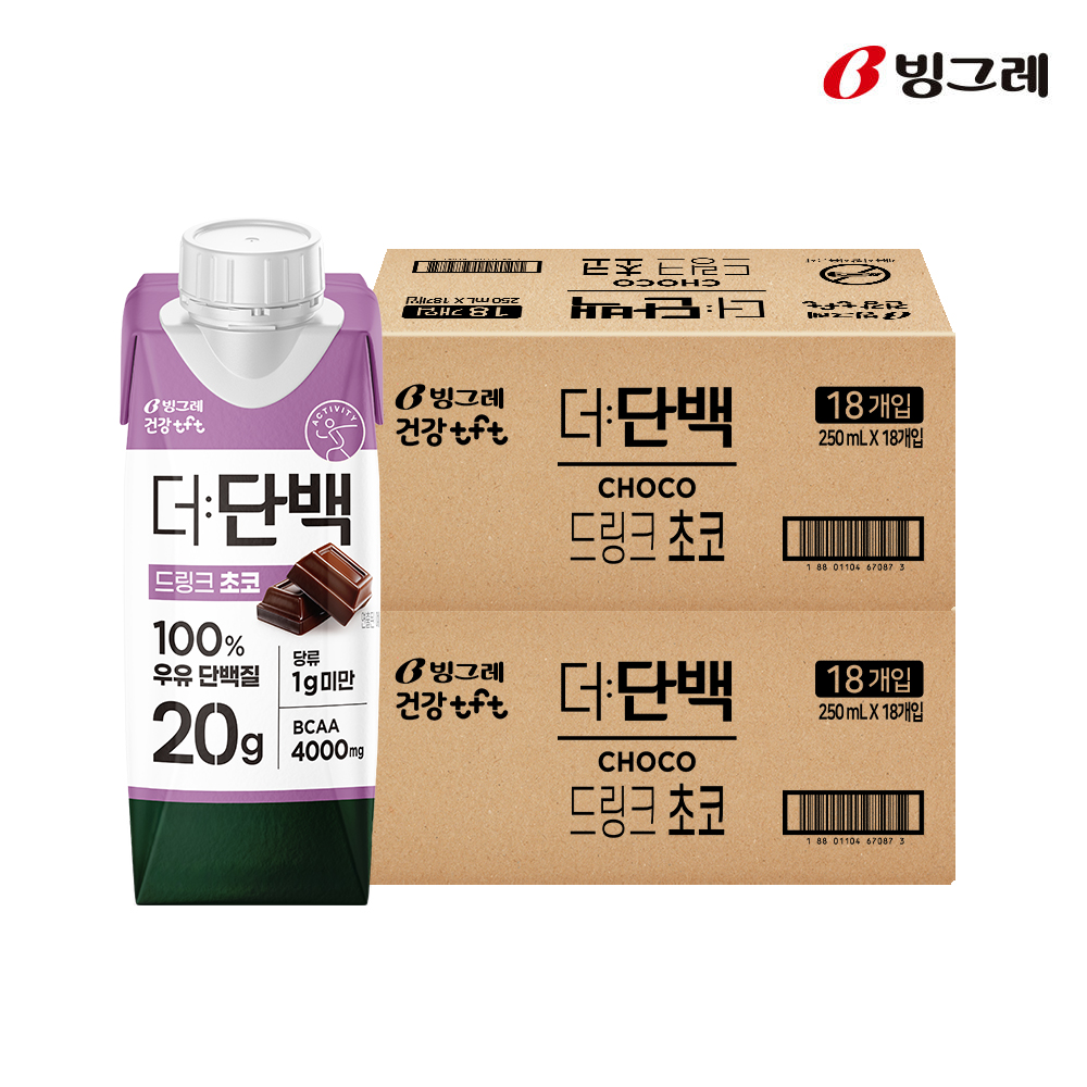 [500원 적립] 빙그레 더단백 초코맛 250ml 36팩 단백질 음료 제품 이미지