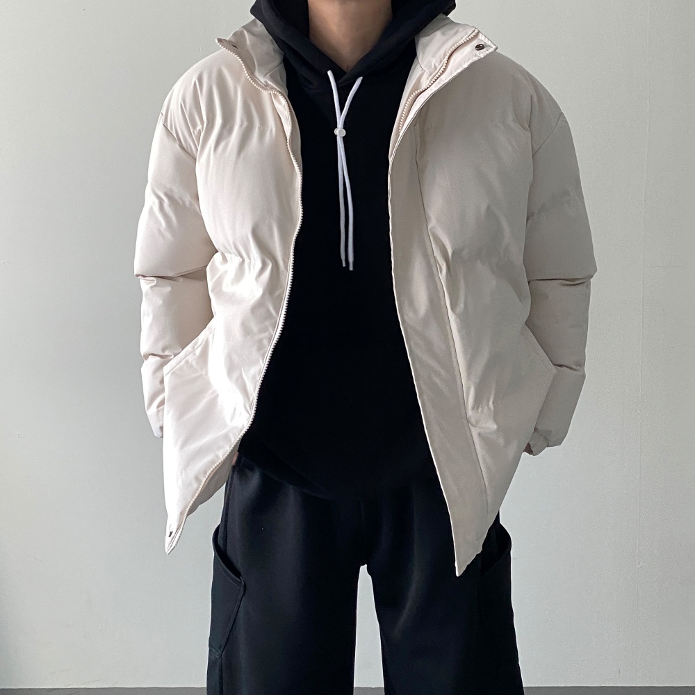겨울 작업 잠바 40대남자패딩 미들 다운 오버핏 회사 아우터 발열 외투 - 상세 이미지 2
