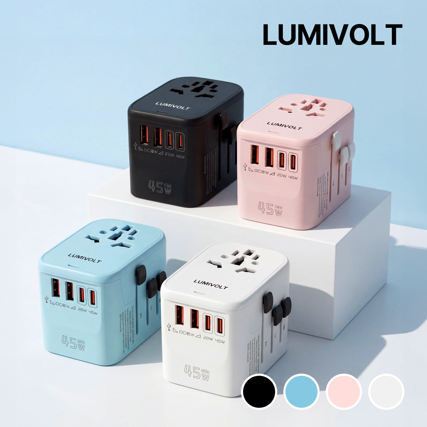 루미볼트 초고속 해외 여행용 멀티 어댑터 멀티탭 PD45W 4구 C타입 돼지코 일본 베트남 중국 홍콩 태국 대만 필리핀 미국 제품 이미지