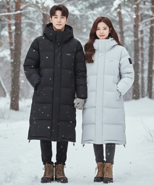 네파 25년 FW 공용 아웃도어 에센셀 덕다운 슈퍼 롱패딩 오리털 롱다운 패딩점퍼 - 메인 이미지